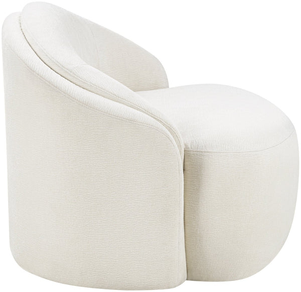 Meridian Furniture Caspian Curved Sculptural Chenille Accent Chair with Solid Wood Frame for Modern Living Spaces Cream 44033Cream-C