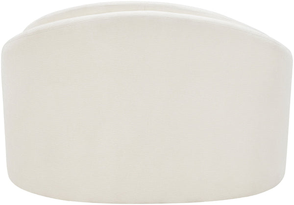 Meridian Furniture Caspian Curved Sculptural Chenille Accent Chair with Solid Wood Frame for Modern Living Spaces Cream 44033Cream-C