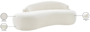 Meridian Furniture Caspian Curved Chenille Sofa with Sculptural Silhouette and Solid Wood Frame for Living Rooms Cream 79 inches 44033Cream-L