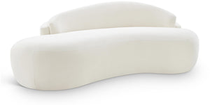 Meridian Furniture Caspian Curved Chenille Sofa with Sculptural Silhouette and Solid Wood Frame for Living Rooms Cream 79 inches 44033Cream-L