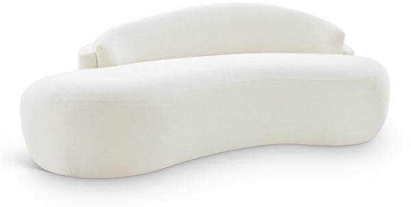 Meridian Furniture Caspian Curved Chenille Sofa with Sculptural Silhouette and Solid Wood Frame for Living Rooms Cream 79 inches 44033Cream-L