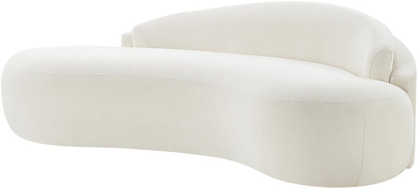 Meridian Furniture Caspian Curved Chenille Sofa with Sculptural Silhouette and Solid Wood Frame for Living Rooms Cream 79 inches 44033Cream-L