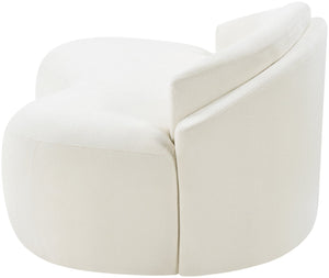 Meridian Furniture Caspian Curved Chenille Sofa with Sculptural Silhouette and Solid Wood Frame for Living Rooms Cream 79 inches 44033Cream-L
