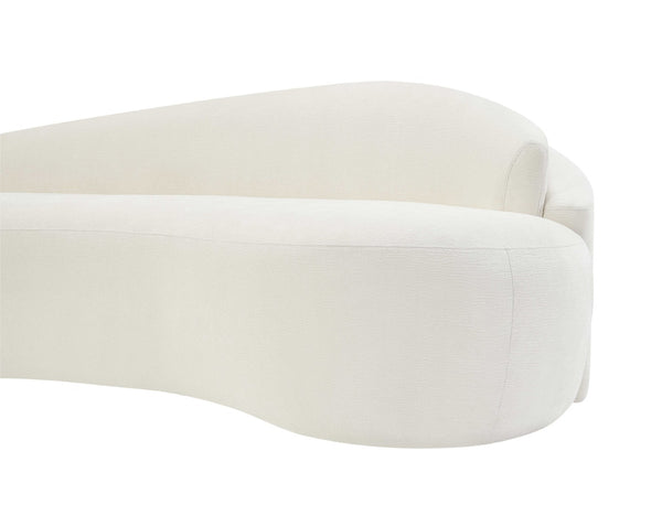 Meridian Furniture Caspian Curved Chenille Sofa with Sculptural Silhouette and Solid Wood Frame for Living Rooms Cream 79 inches 44033Cream-L