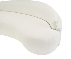 Meridian Furniture Caspian Curved Chenille Sofa with Sculptural Silhouette and Solid Wood Frame for Living Rooms Cream 79 inches 44033Cream-L