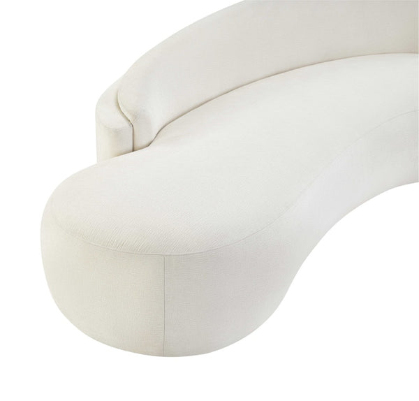 Meridian Furniture Caspian Curved Chenille Sofa with Sculptural Silhouette and Solid Wood Frame for Living Rooms Cream 79 inches 44033Cream-L