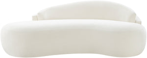 Meridian Furniture Caspian Curved Chenille Sofa with Sculptural Silhouette and Solid Wood Frame for Living Rooms Cream 79 inches 44033Cream-L