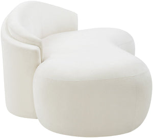 Meridian Furniture Caspian Curved Chenille Sofa with Sculptural Silhouette and Solid Wood Frame for Living Rooms Cream 79 inches 44033Cream-L