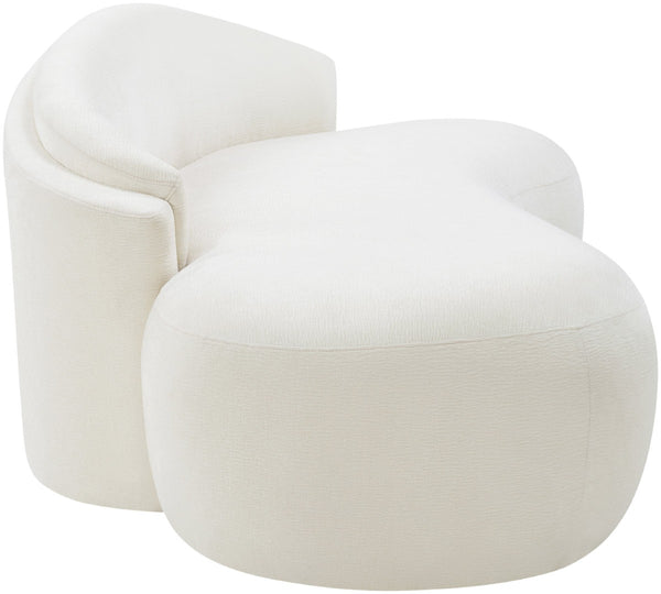 Meridian Furniture Caspian Curved Chenille Sofa with Sculptural Silhouette and Solid Wood Frame for Living Rooms Cream 79 inches 44033Cream-L