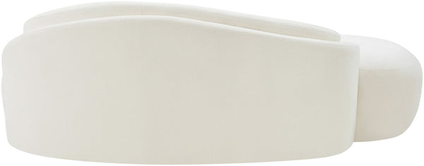 Meridian Furniture Caspian Curved Chenille Sofa with Sculptural Silhouette and Solid Wood Frame for Living Rooms Cream 79 inches 44033Cream-L