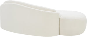 Meridian Furniture Caspian Curved Chenille Sofa with Sculptural Silhouette and Solid Wood Frame for Living Rooms Cream 79 inches 44033Cream-L
