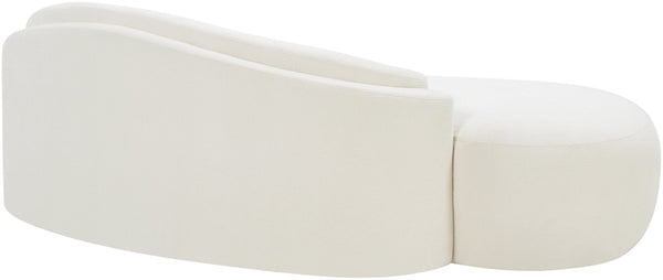 Meridian Furniture Caspian Curved Chenille Sofa with Sculptural Silhouette and Solid Wood Frame for Living Rooms Cream 79 inches 44033Cream-L