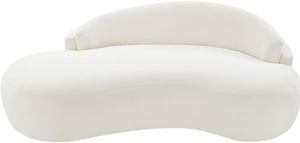 Meridian Furniture Caspian Curved Chenille Sofa with Sculptural Silhouette and Solid Wood Frame for Living Rooms Cream 79 inches 44033Cream-L