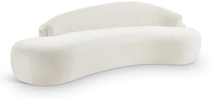 Meridian Furniture Caspian Curved Chenille Sofa with Sculptural Silhouette and Solid Wood Frame for Living Rooms Cream 101 inches 44033Cream-S