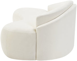 Meridian Furniture Caspian Curved Chenille Sofa with Sculptural Silhouette and Solid Wood Frame for Living Rooms Cream 101 inches 44033Cream-S