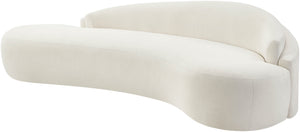 Meridian Furniture Caspian Curved Chenille Sofa with Sculptural Silhouette and Solid Wood Frame for Living Rooms Cream 101 inches 44033Cream-S