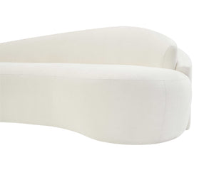 Meridian Furniture Caspian Curved Chenille Sofa with Sculptural Silhouette and Solid Wood Frame for Living Rooms Cream 101 inches 44033Cream-S