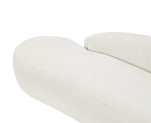 Meridian Furniture Caspian Curved Chenille Sofa with Sculptural Silhouette and Solid Wood Frame for Living Rooms Cream 101 inches 44033Cream-S