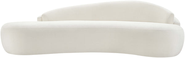 Meridian Furniture Caspian Curved Chenille Sofa with Sculptural Silhouette and Solid Wood Frame for Living Rooms Cream 101 inches 44033Cream-S