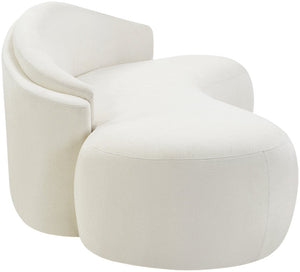 Meridian Furniture Caspian Curved Chenille Sofa with Sculptural Silhouette and Solid Wood Frame for Living Rooms Cream 101 inches 44033Cream-S