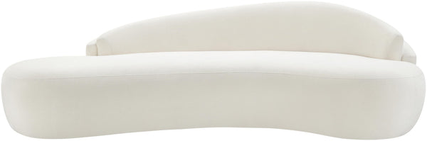 Meridian Furniture Caspian Curved Chenille Sofa with Sculptural Silhouette and Solid Wood Frame for Living Rooms Cream 101 inches 44033Cream-S