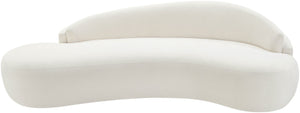 Meridian Furniture Caspian Curved Chenille Sofa with Sculptural Silhouette and Solid Wood Frame for Living Rooms Cream 101 inches 44033Cream-S