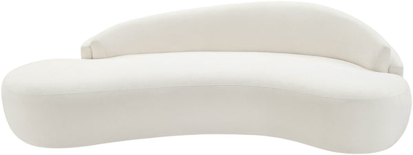 Meridian Furniture Caspian Curved Chenille Sofa with Sculptural Silhouette and Solid Wood Frame for Living Rooms Cream 101 inches 44033Cream-S