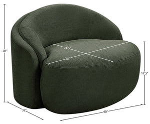 Meridian Furniture Caspian Curved Sculptural Chenille Accent Chair with Solid Wood Frame for Modern Living Spaces Green 44033Green-C