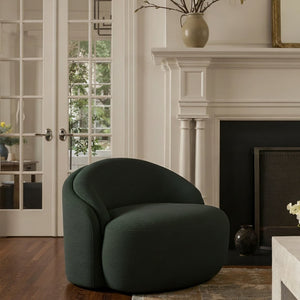 Meridian Furniture Caspian Curved Sculptural Chenille Accent Chair with Solid Wood Frame for Modern Living Spaces Green 44033Green-C