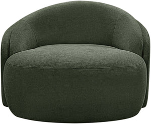 Meridian Furniture Caspian Curved Sculptural Chenille Accent Chair with Solid Wood Frame for Modern Living Spaces Green 44033Green-C