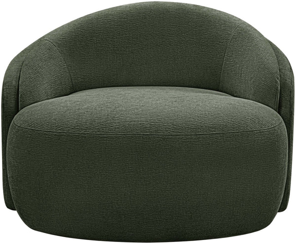 Meridian Furniture Caspian Curved Sculptural Chenille Accent Chair with Solid Wood Frame for Modern Living Spaces Green 44033Green-C