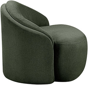 Meridian Furniture Caspian Curved Sculptural Chenille Accent Chair with Solid Wood Frame for Modern Living Spaces Green 44033Green-C