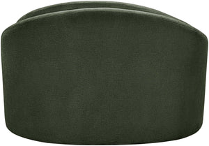 Meridian Furniture Caspian Curved Sculptural Chenille Accent Chair with Solid Wood Frame for Modern Living Spaces Green 44033Green-C