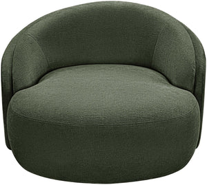 Meridian Furniture Caspian Curved Sculptural Chenille Accent Chair with Solid Wood Frame for Modern Living Spaces Green 44033Green-C