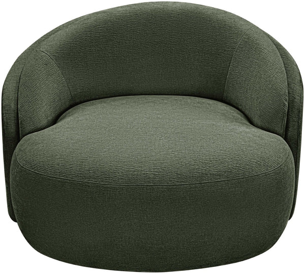 Meridian Furniture Caspian Curved Sculptural Chenille Accent Chair with Solid Wood Frame for Modern Living Spaces Green 44033Green-C