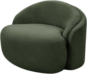 Meridian Furniture Caspian Curved Sculptural Chenille Accent Chair with Solid Wood Frame for Modern Living Spaces Green 44033Green-C