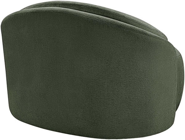 Meridian Furniture Caspian Curved Sculptural Chenille Accent Chair with Solid Wood Frame for Modern Living Spaces Green 44033Green-C