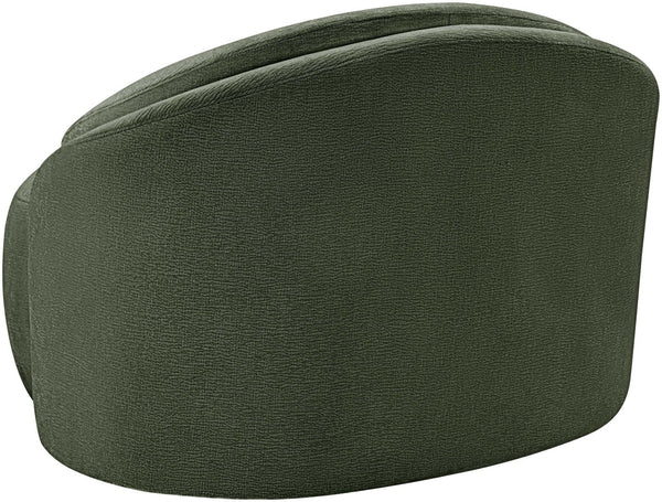Meridian Furniture Caspian Curved Sculptural Chenille Accent Chair with Solid Wood Frame for Modern Living Spaces Green 44033Green-C