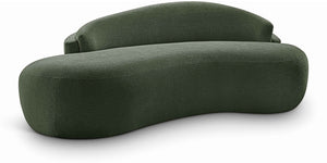 Meridian Furniture Caspian Curved Chenille Sofa with Sculptural Silhouette and Solid Wood Frame for Living Rooms Green 79 inches 44033Green-L