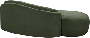 Meridian Furniture Caspian Curved Chenille Sofa with Sculptural Silhouette and Solid Wood Frame for Living Rooms Green 79 inches 44033Green-L