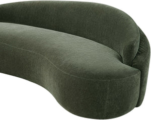 Meridian Furniture Caspian Curved Chenille Sofa with Sculptural Silhouette and Solid Wood Frame for Living Rooms Green 79 inches 44033Green-L
