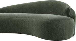 Meridian Furniture Caspian Curved Chenille Sofa with Sculptural Silhouette and Solid Wood Frame for Living Rooms Green 79 inches 44033Green-L