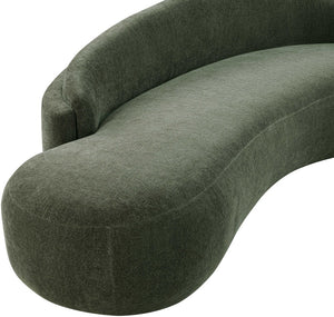Meridian Furniture Caspian Curved Chenille Sofa with Sculptural Silhouette and Solid Wood Frame for Living Rooms Green 79 inches 44033Green-L