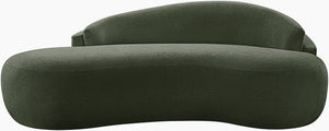 Meridian Furniture Caspian Curved Chenille Sofa with Sculptural Silhouette and Solid Wood Frame for Living Rooms Green 79 inches 44033Green-L