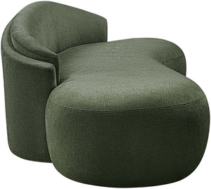 Meridian Furniture Caspian Curved Chenille Sofa with Sculptural Silhouette and Solid Wood Frame for Living Rooms Green 79 inches 44033Green-L