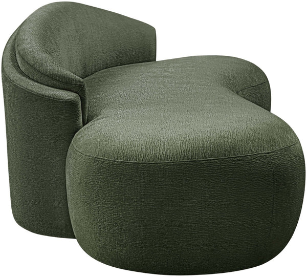 Meridian Furniture Caspian Curved Chenille Sofa with Sculptural Silhouette and Solid Wood Frame for Living Rooms Green 79 inches 44033Green-L