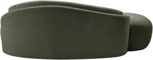 Meridian Furniture Caspian Curved Chenille Sofa with Sculptural Silhouette and Solid Wood Frame for Living Rooms Green 79 inches 44033Green-L