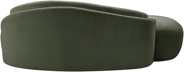 Meridian Furniture Caspian Curved Chenille Sofa with Sculptural Silhouette and Solid Wood Frame for Living Rooms Green 79 inches 44033Green-L