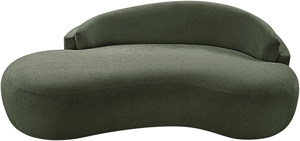 Meridian Furniture Caspian Curved Chenille Sofa with Sculptural Silhouette and Solid Wood Frame for Living Rooms Green 79 inches 44033Green-L