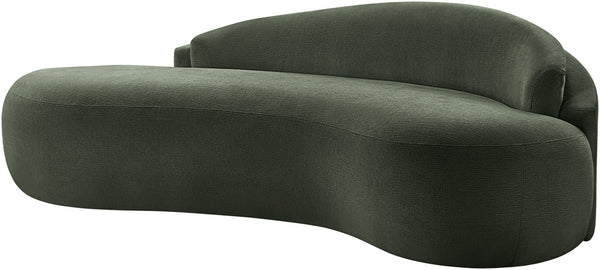 Meridian Furniture Caspian Curved Chenille Sofa with Sculptural Silhouette and Solid Wood Frame for Living Rooms Green 79 inches 44033Green-L